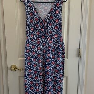 Mata Traders Blue and Red Floral Midi Dress